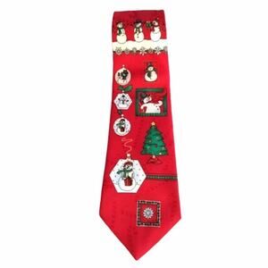 Specialties Hallmark Snowman Christmas Tie Red